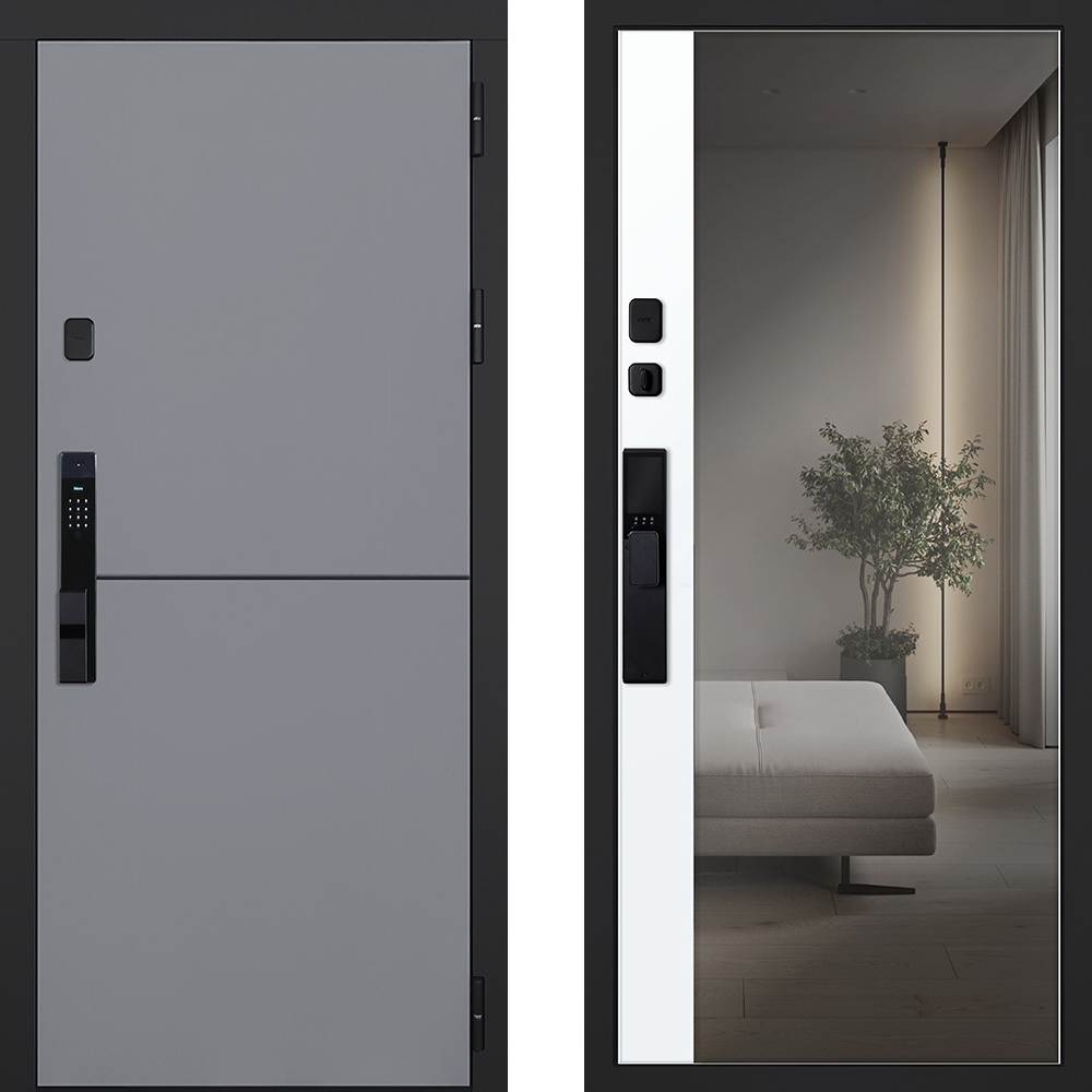 Стальная дверь «Бриг с зеркалом» (биометрический замок Smart lock Y23)