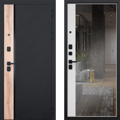 Стальная дверь «Фрегат» с зеркалом (биометрический замок Smart lock DZ 888)