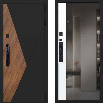 Стальная дверь «Plata» с зеркалом (биометрический замок Smart lock DZ 888)