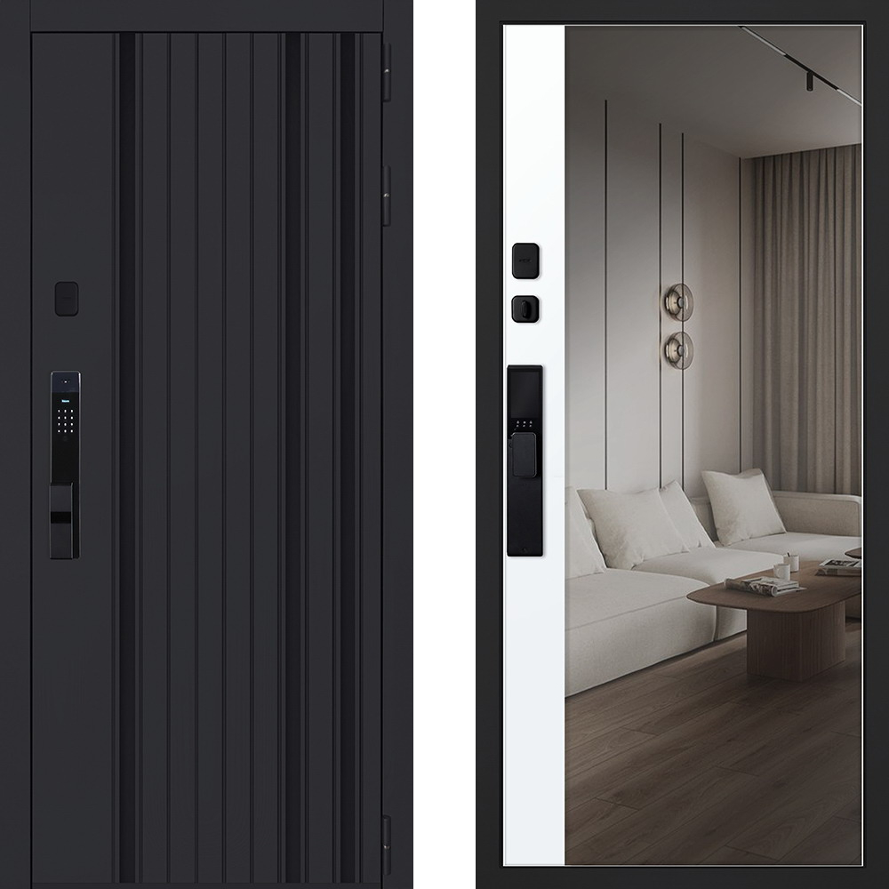 Стальная дверь «Solana» с зеркалом (биометрический замок Smart lock Y23)