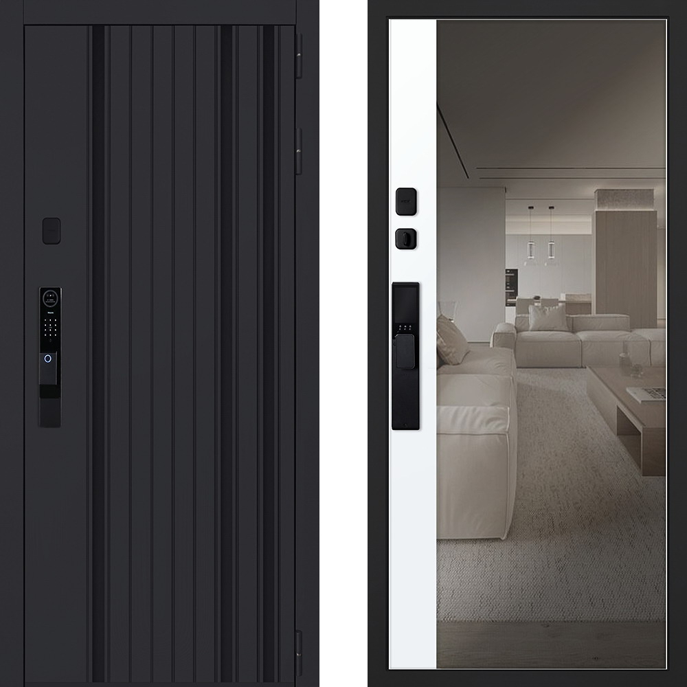 Стальная дверь «Solana» с зеркалом (биометрический замок Smart lock Y12)