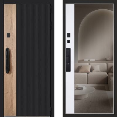 Стальная дверь «Конструктор» с зеркалом (биометрический замок Smart lock DZ 888)