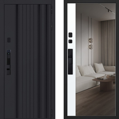 Стальная дверь «Solana» с зеркалом (биометрический замок Smart lock Y23)